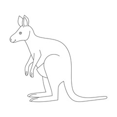 Outline Kangaroo Clipart. Cartoon Wild Animals Clipart Set for Lovers of Wildlife. 