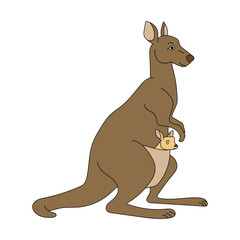 Colorful Kangaroo Clipart. Cartoon Wild Animals Clipart Set for Lovers of Wildlife. 