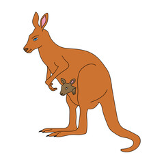 Colorful Kangaroo Clipart. Cartoon Wild Animals Clipart Set for Lovers of Wildlife. 