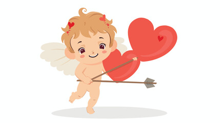 Little cupid with a heart. illustration isolated