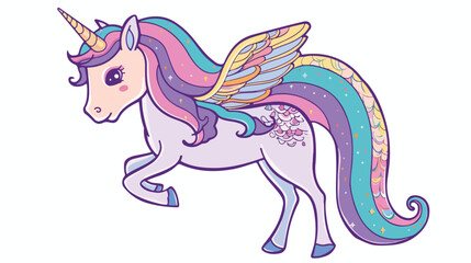 Mermaid unicorn. Magic fairy horse. Coloring book