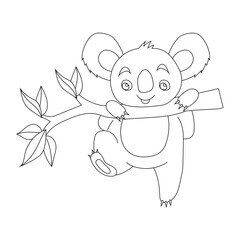 Outline Koala Clipart. Cartoon Wild Animals Clipart Set for Lovers of Wildlife. 