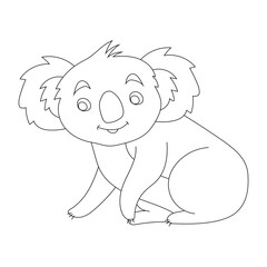 Outline Koala Clipart. Cartoon Wild Animals Clipart Set for Lovers of Wildlife. 