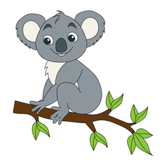 Colorful Koala Clipart. Cartoon Wild Animals Clipart Set for Lovers of Wildlife. 