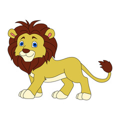 Colorful Lion Clipart. Cartoon Wild Animals Clipart Set for Lovers of Wildlife. 