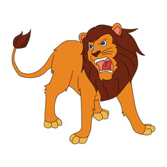 Obraz premium Colorful Lion Clipart. Cartoon Wild Animals Clipart Set for Lovers of Wildlife. 