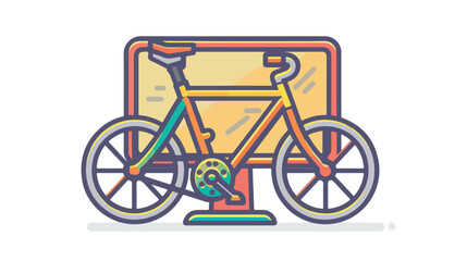 Fototapeta na wymiar Cycle computer icon in outlined flat style. vector