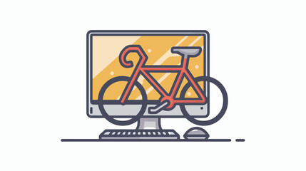 Cycle computer icon in outlined flat style. vector
