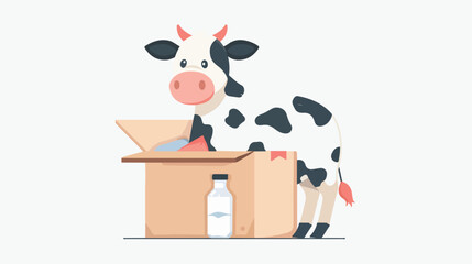 Designed box with a cow milk cartoon box d
