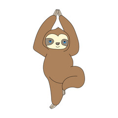 Sloth Clipart. Kawaii Cartoon Sloth Vector Clipart