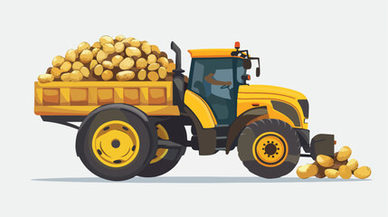 Free stock of potato hauling tractor flat vector