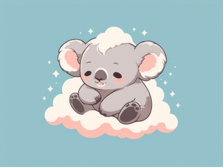 cute baby koala sleeping on the cloud