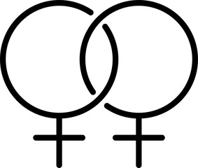 レズビアンのカップルを表すアイコン/同性愛/同性婚/プライド月間/女性/イラスト