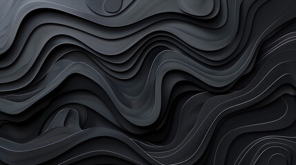 Premium black wave papercut background design with diagonal wave line pattern.