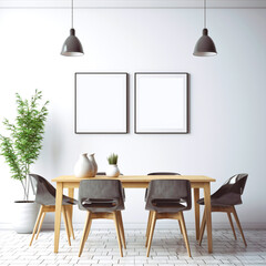 Two mockup poster frames in the dining room