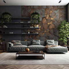 Mockup luxury contemporary materials interior design