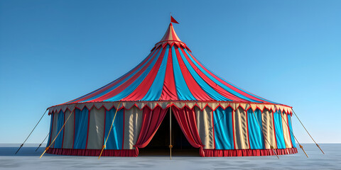 A red and white striped circus tent, Circus Tents Background, A cartoon image of a circus tent

