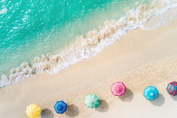 Photo relaxing aerial beach scene summer vacation holiday template banner perfect aerial drone top view - Generative ai