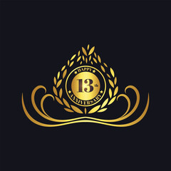13rd Anniversary lettering design template. Vector and illustration.
