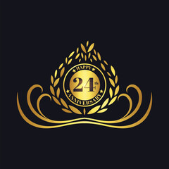 24th Anniversary lettering design template. Vector and illustration.
