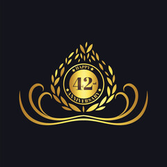 42nd Anniversary lettering design template. Vector and illustration.
