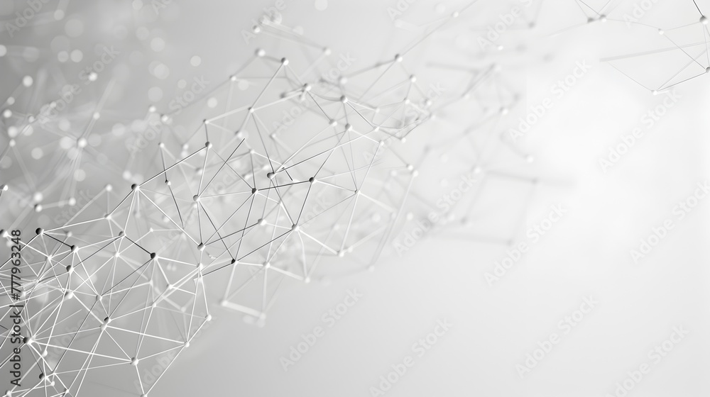 Poster futuristic abstract digital geometric shapes and interconnected patterns in minimalist background