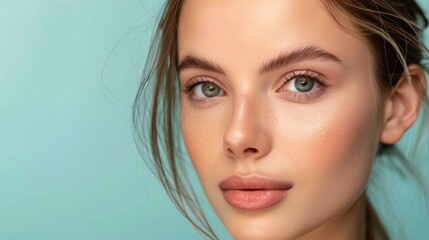 Fototapeta premium Serene Beauty Portrait of a Young Woman with Perfect Skin