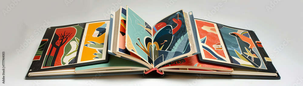 Poster a book is open to a page with a bird on it