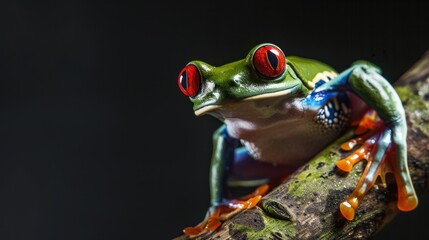 Closeup of cute and beautiful red-eyed tree frog - obrazy, fototapety, plakaty