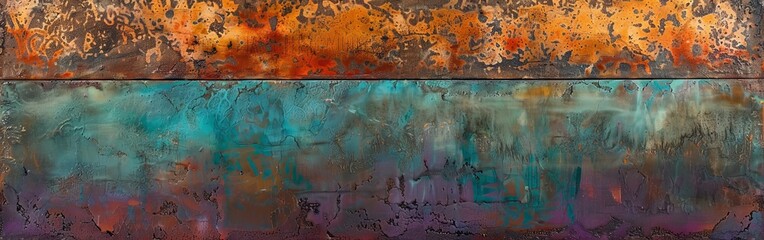 Abstract Painting in Blue, Orange, and Brown