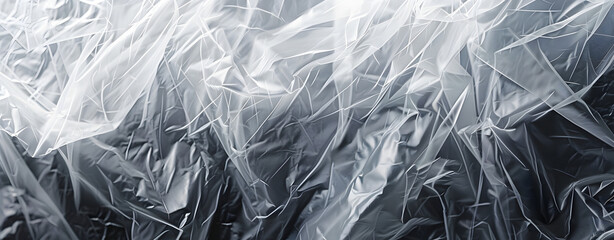 Clear plastic bag texture background. Waste recycling concept. Crumpled polyethylene and cellophane. - obrazy, fototapety, plakaty