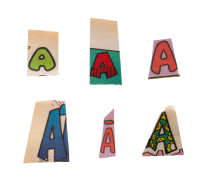 Ransom comics font type A from printout comics, HQ, cutout, collage element for graphic design, png isolated on transparent background	