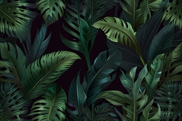 Tropical leaf desktop wallpaper background illustration Generative AI