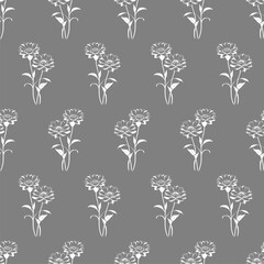 seamless pattern of white flowers on a gray background, texture, background