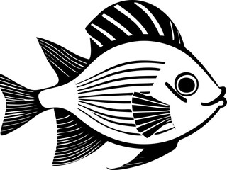 simple black graphic drawing silhouette fish, logo, tattoo