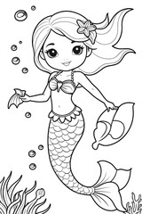 Cartoon  of mermaid dolls coloring page.