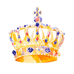 Watercolor Gold Crown with intertwining decorative elements png.