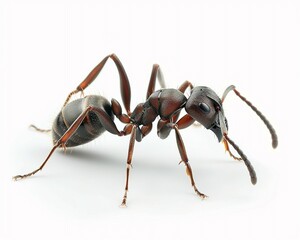 Ant isolated on white background, concept of summer bug control, close up.