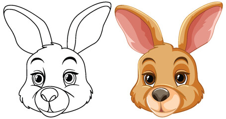 Illustration of a rabbit in sketch and color