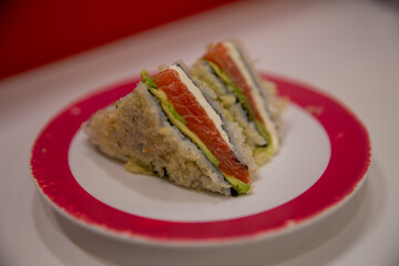 Salmon sushi sandwich