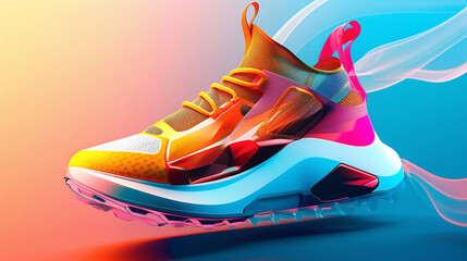 Multicolour designs Sneaker shoes in vivid Style.
 - obrazy, fototapety, plakaty