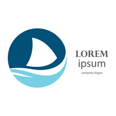 shark fin logo design swimming in the ocean
