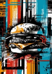 Abstract Burger Poster - Colourful Illustraion