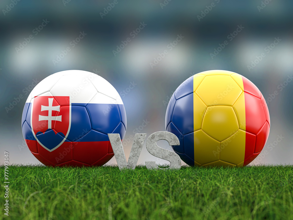 Wall mural Football euro cup group E Slovakia vs Romania