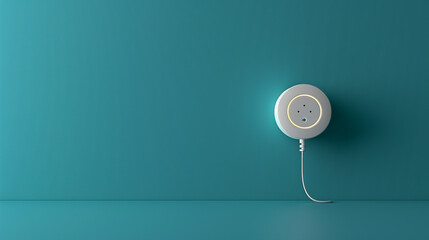 A smart plug with a wireless charger that can charge the connected device on solid color background - obrazy, fototapety, plakaty