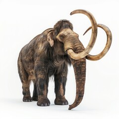 mammoth with large tusks on a white background. a proboscis animal of the ancient world.