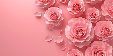 Pink Flower Background, Romantic rose flower soft pastel colors wallpaper background, side border.
