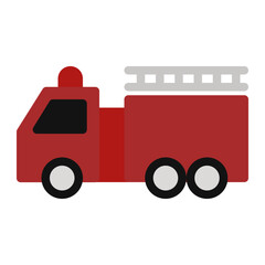 Fire engine icon in flat color fill style