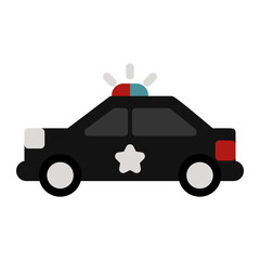 Police car icon in flat color fill style