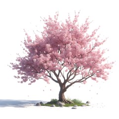 Sakura tree 3d illustration isolated on pure white background